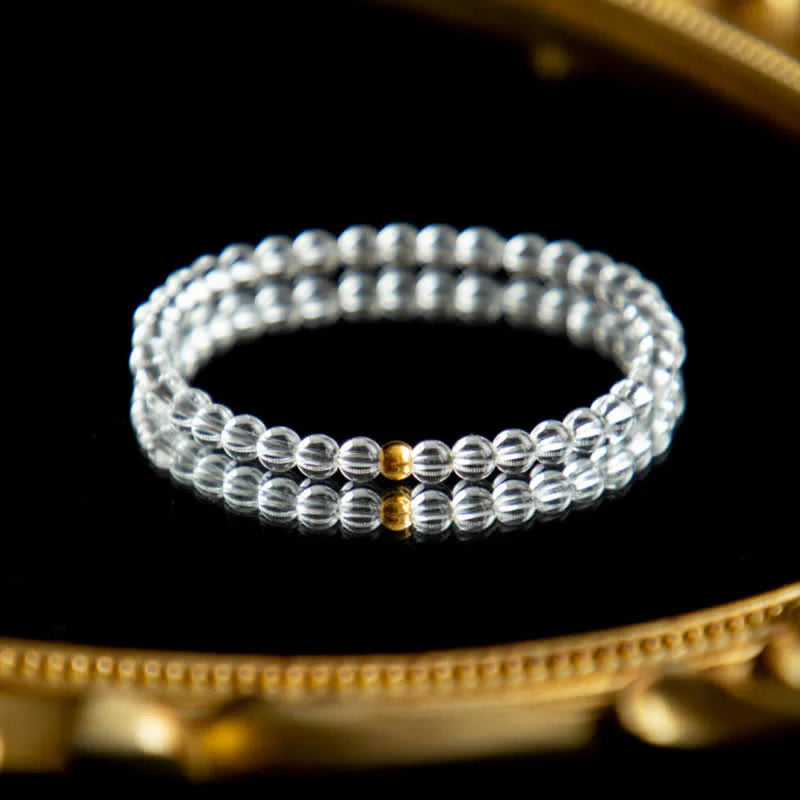 Buddha Stones Natural 4mm Clear Quartz Meditation Bracelet