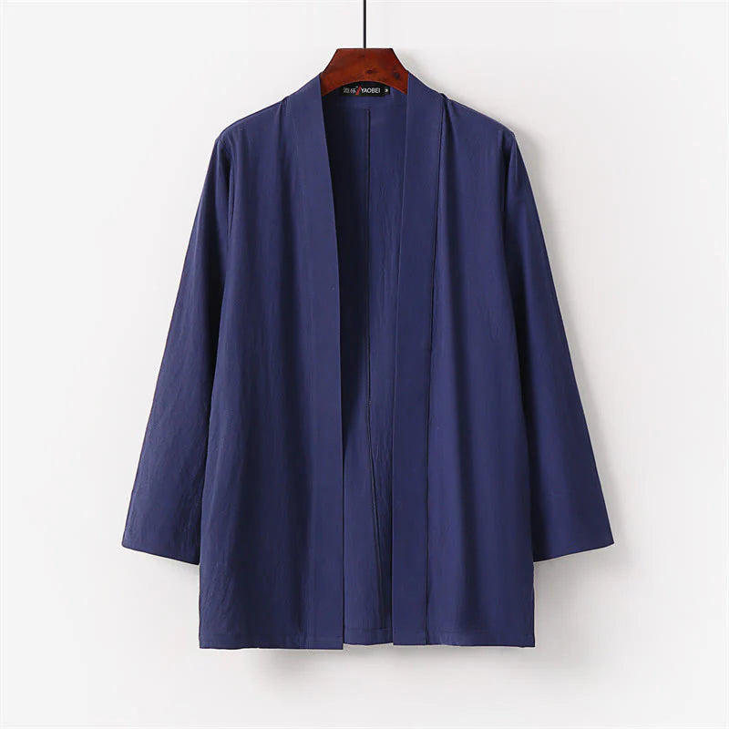 Buddha Stones 2Pcs Cotton Kimono Ankle-Length Pants Men's Meditation Cloth Set