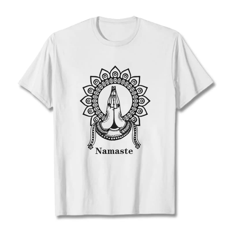 Buddha Stones Namaste Gesture Mandala Pattern Tee T-shirt