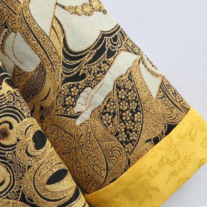 Buddha Stones Avalokitesvara Guanyin Frog-Button Long Sleeve Men's Jacket