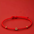 Buddha Stones Handmade Braided Red String 925 Sterling Silver Fu Character Luck Bracelet