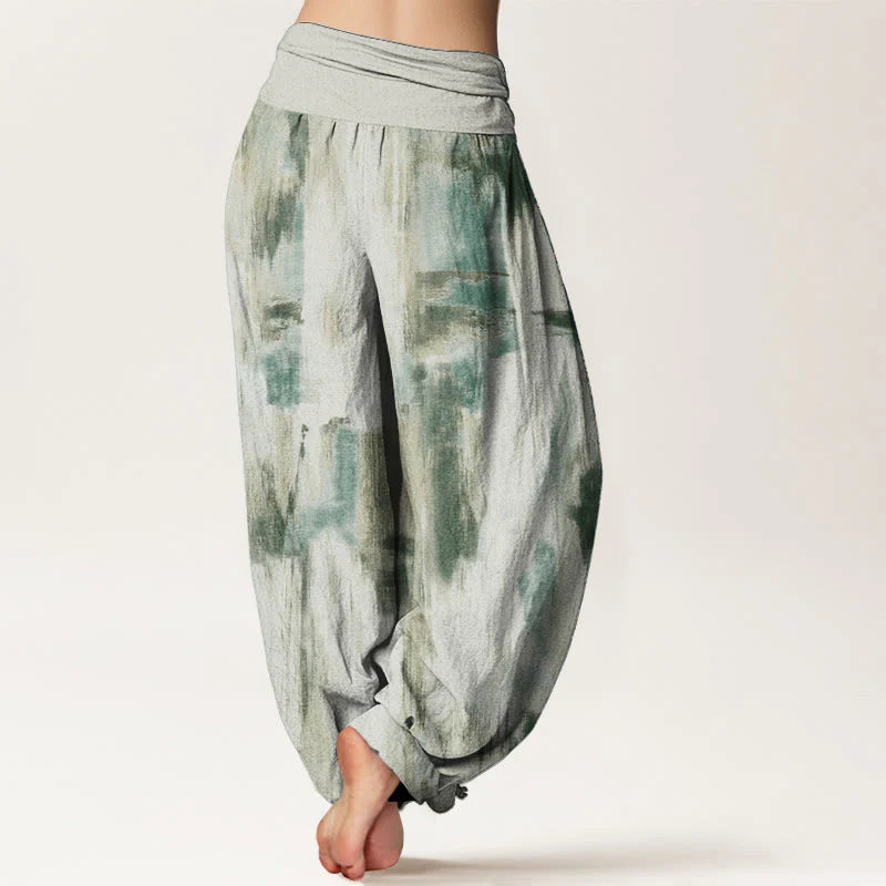 Buddha Stones Pure Cotton Tie Dye Pattern Design Women's Elastic Waist Harem Pants