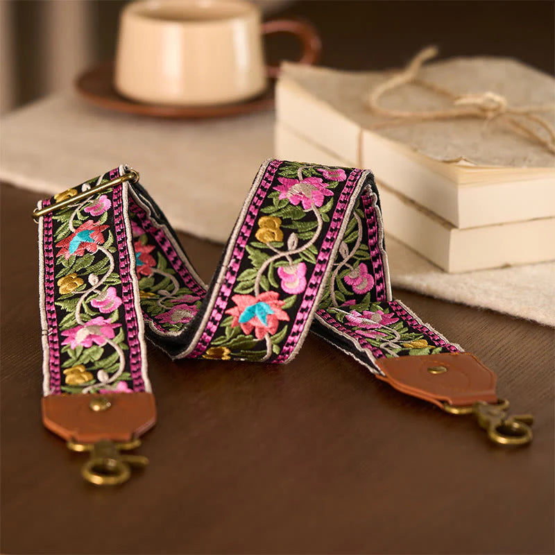 Buddha Stones Bohemian Flower Vine Geometric Embroidery Adjustable Handbags Crossbody Shoulder Bag Purse Straps Replacement