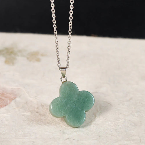 Buddha Stones Various Crystal Green Aventurine Black Obsidian Tiger Eye Plum Blossom Luck Necklace Pendant