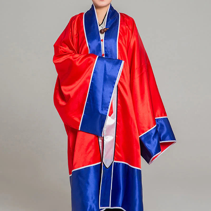 Buddha Stones Wudang Crane Embroidery Long Wide Sleeve Unisex Taoist Robe Gown Kimono For Qigong Tai Chi Ceremony