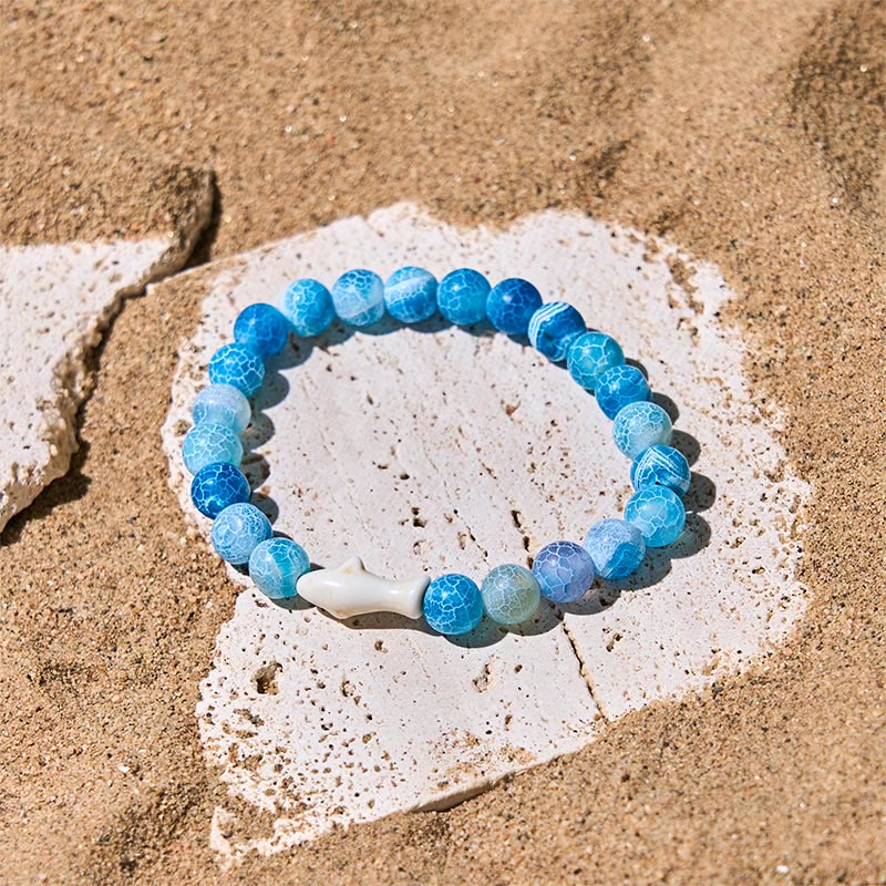 Buddha Stones Natural Agate Stone Shark Wisdom Bracelet