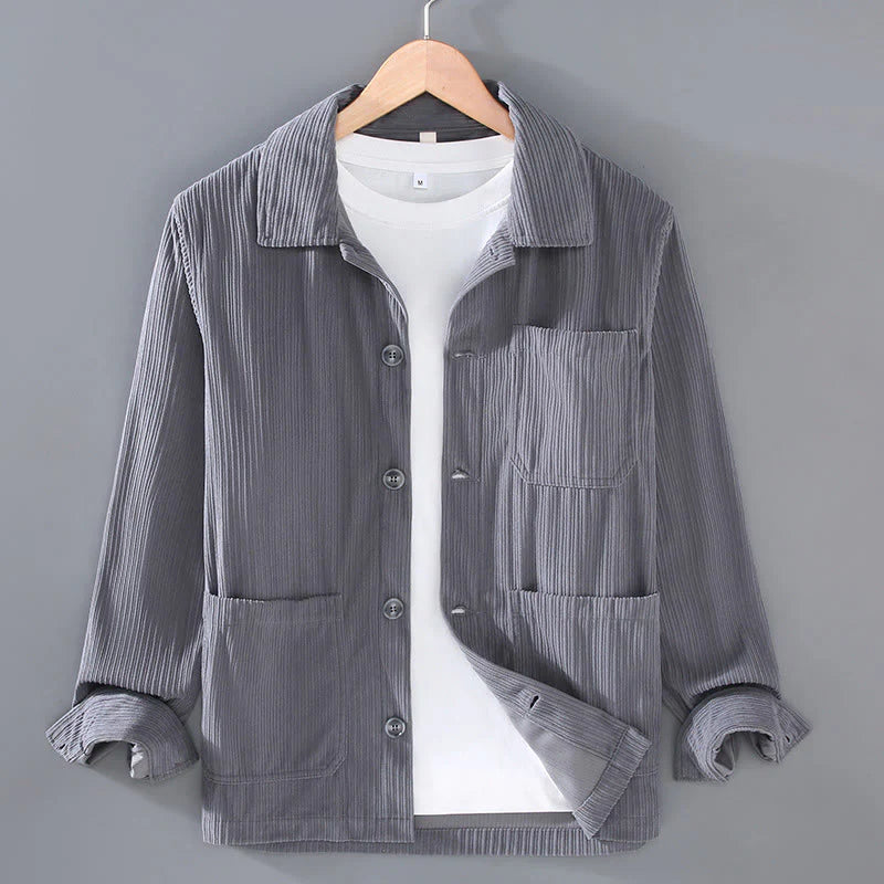 Buddha Stones Fall Lapel Design Long Sleeve Button Men's Jacket With Pockets