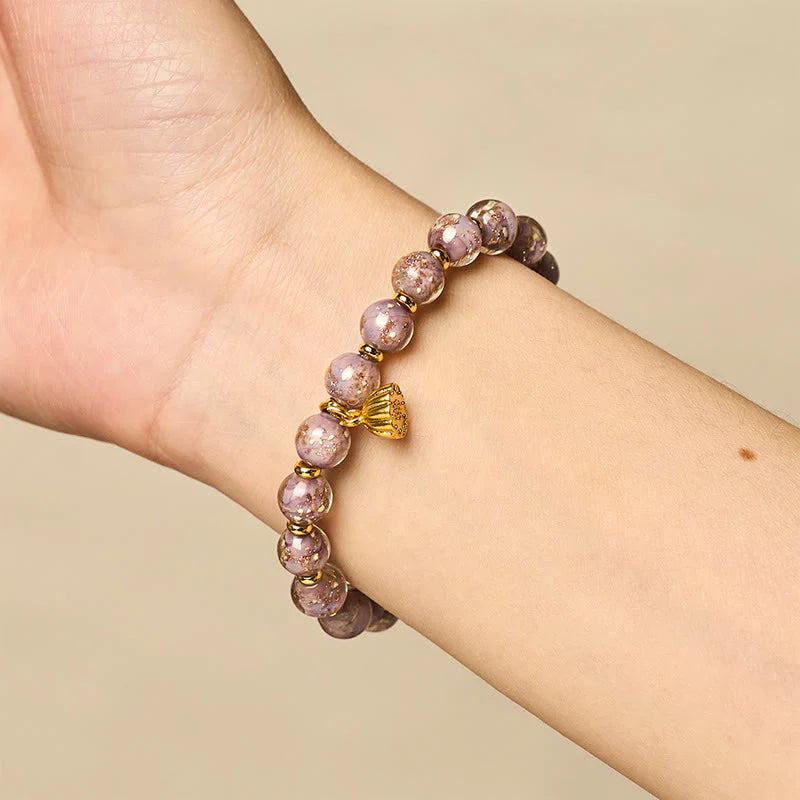 Buddha Stones Purple Liuli Glass Luck Bracelet
