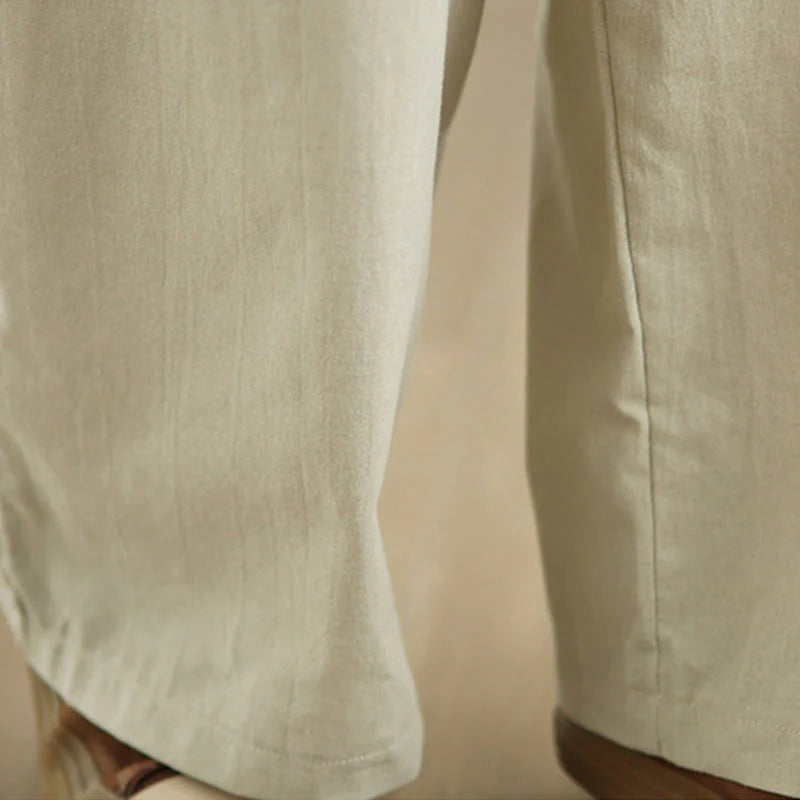 Buddha Stones Casual Straight-leg Women's Cotton Pants With Pockets