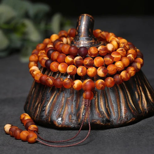 Buddha Stones 108 Tibetan Amber Round Beads Clear Anxiety Mala
