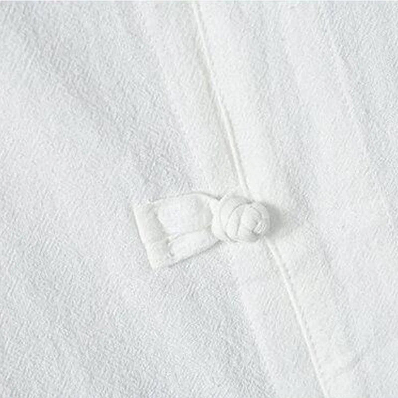 Buddha Stones Daily Casual Plain Chinese Frog-Button Men's Short Sleeve Cotton Linen Shirt