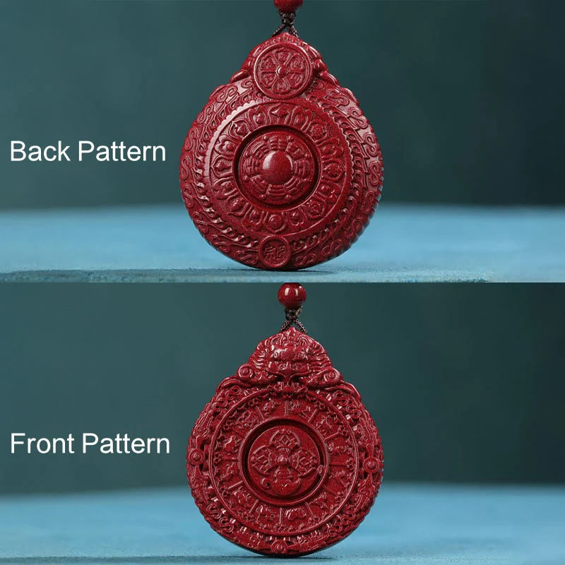 Buddha Stones Chinese Zodiac Natural Cinnabar Bagua Amulet Keep Away Evil Spirits Necklace Pendant