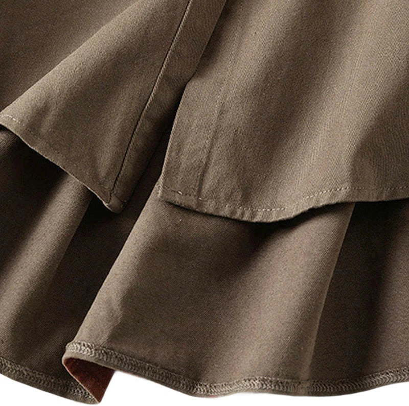 Buddha Stones Fall Irregular Design Long Sleeve Women's Cotton Linen Lapel Jacket With Pockets