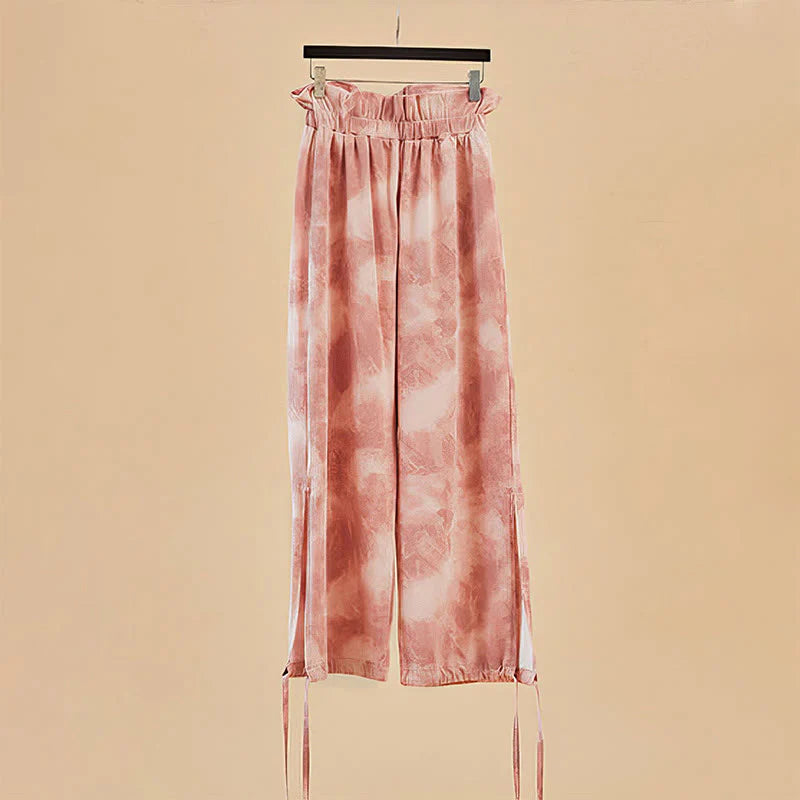 Buddha Stones Casual Trouser Leg Ties Ink Printing Women's Spandex Pants