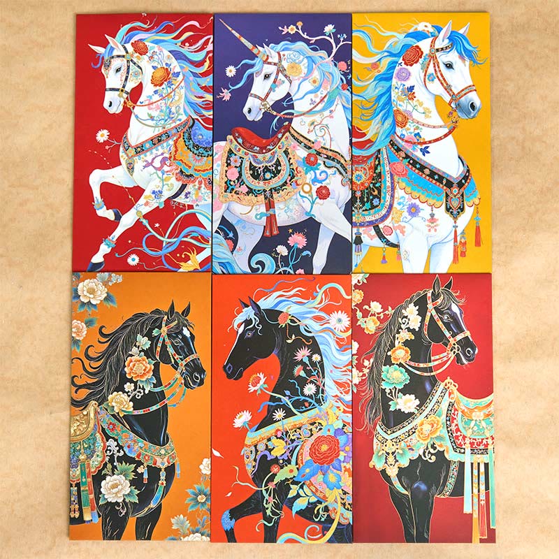 Buddha Stones 6pcs Colorful Chinese Red Envelope Year Of The Horse 2026 New Year