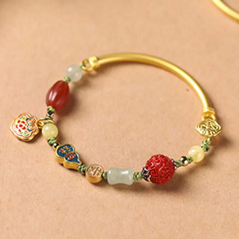 Buddha Stones Tibetan Auspicious Clouds Fortune Happiness Wealth Luck Bracelet
