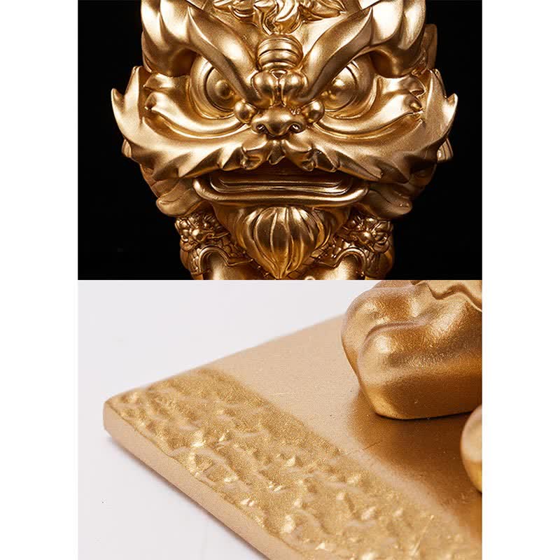 Buddha Stones Lion Statue Strength Resin Home Office Decoration
