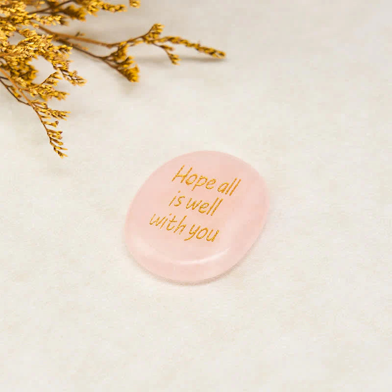 Buddha Stones Hope All Is Well With You Natural Rose Quartz Palm Stone Compassion Crystal Decor