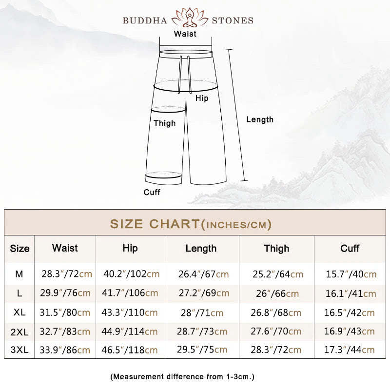 Buddha Stones Men's Solid Color Ramie Linen Drawstring Cropped Pants With Pockets