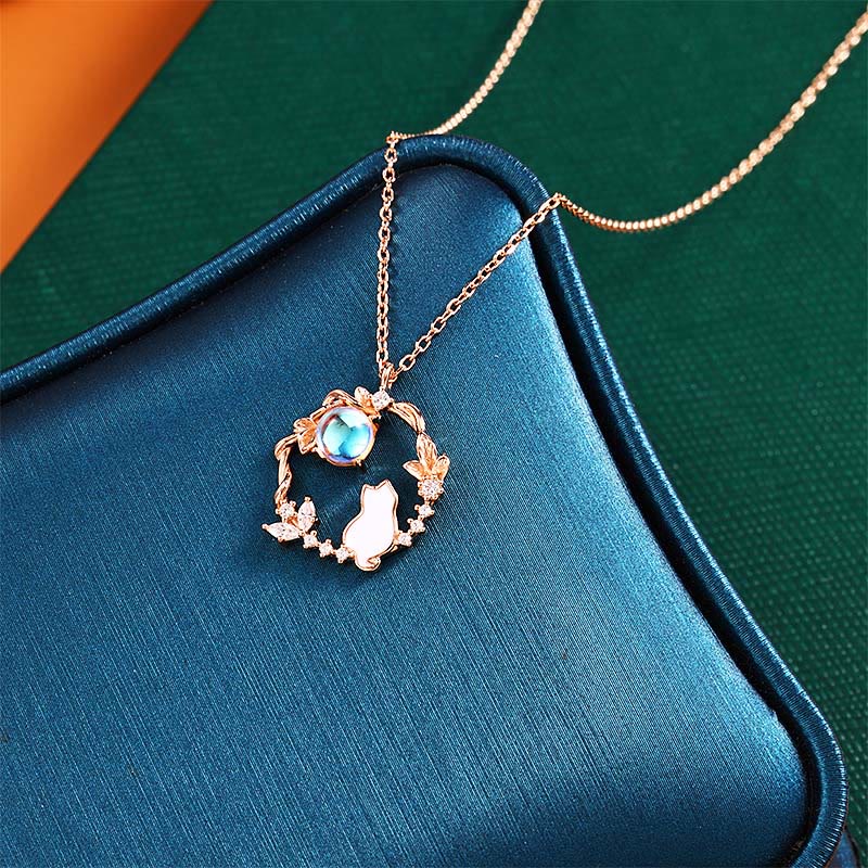 Buddha Stones 925 Sterling Silver Cat Flower Blessing Earrings Bracelet Necklace Pendant