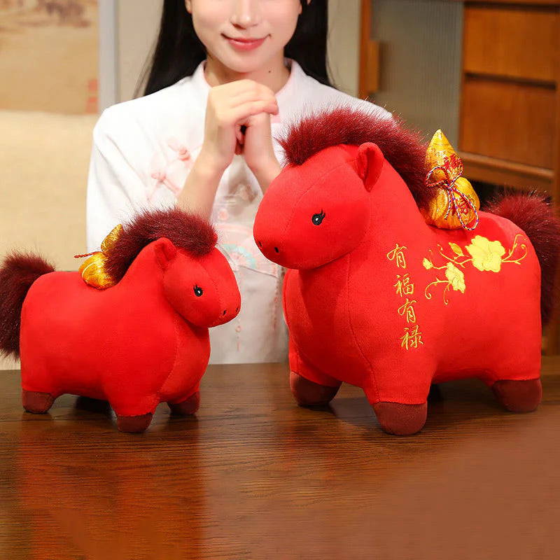 Buddha Stones Year Of The Horse Gourd Plush Doll Desk Fortune Prosperity Decoration