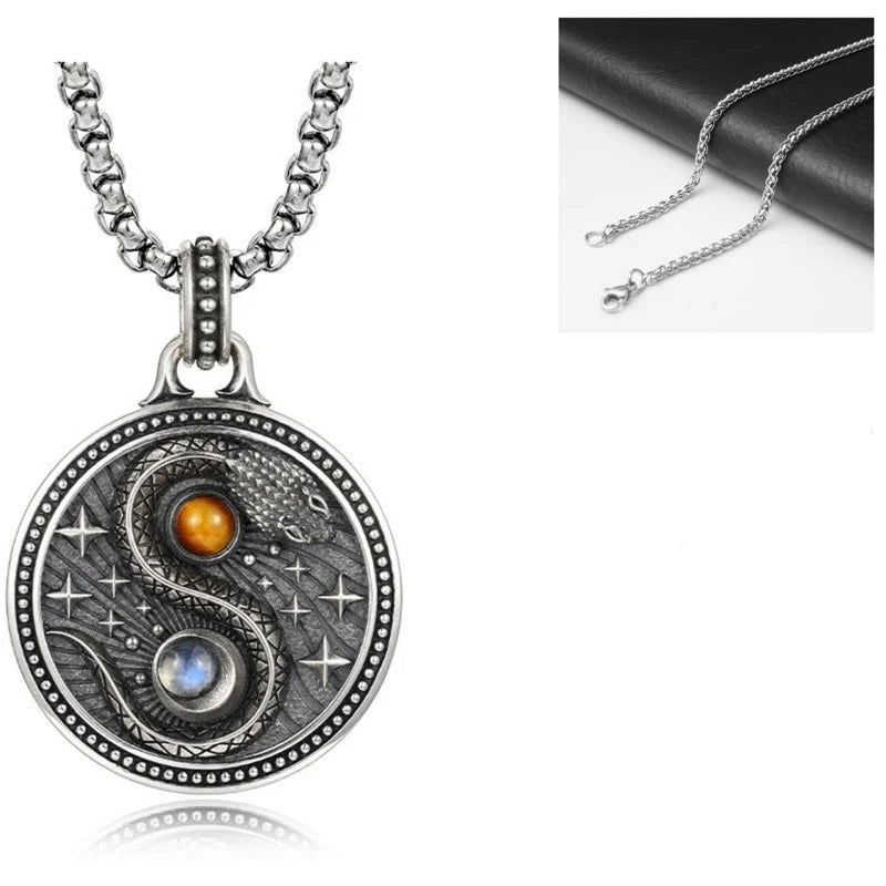 FREE Today: Harmony and Wealth Snake Yin Yang Symbol Copper Necklace Pendant