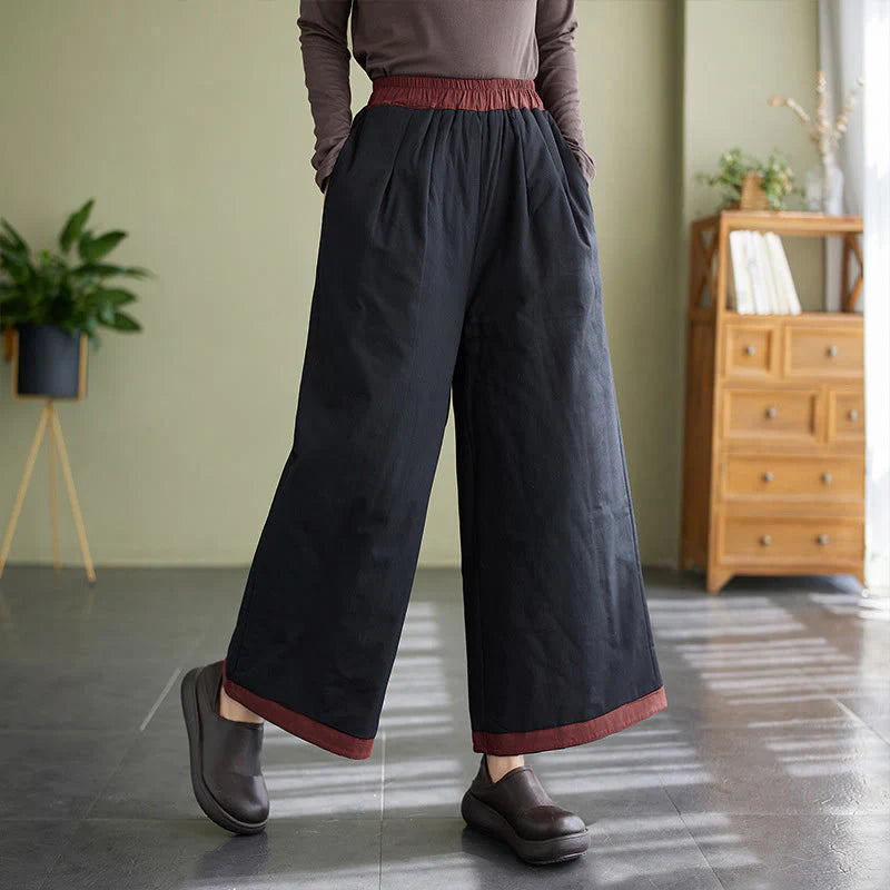 Buddha Stones Casual Plain Women's Wide Leg Pants With Pockets