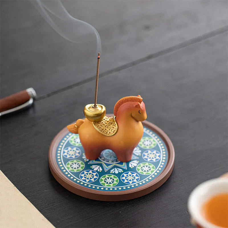 Buddha Stones Year Of The Horse 2026 New Year Ingot Attracting Wealth Home Decoration Incense Burner