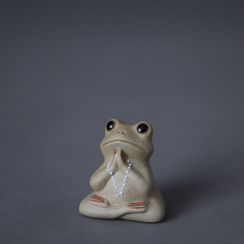 Buddha Stones Meditating Ceramic Small Frog Statue Decoration
