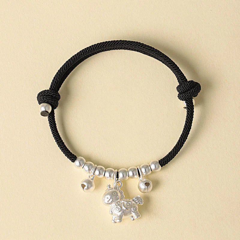 Buddha Stones Year Of The Horse Multiple Horse Styles Rope Luck Strength Adjustable Bracelet