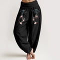 Buddha Stones Pure Cotton Simple Pastel Flower Pattern Women's Elastic Waist Harem Pants