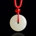 Buddha Stones Jade Peace Buckle Abundance Red Rope Necklace Pendant