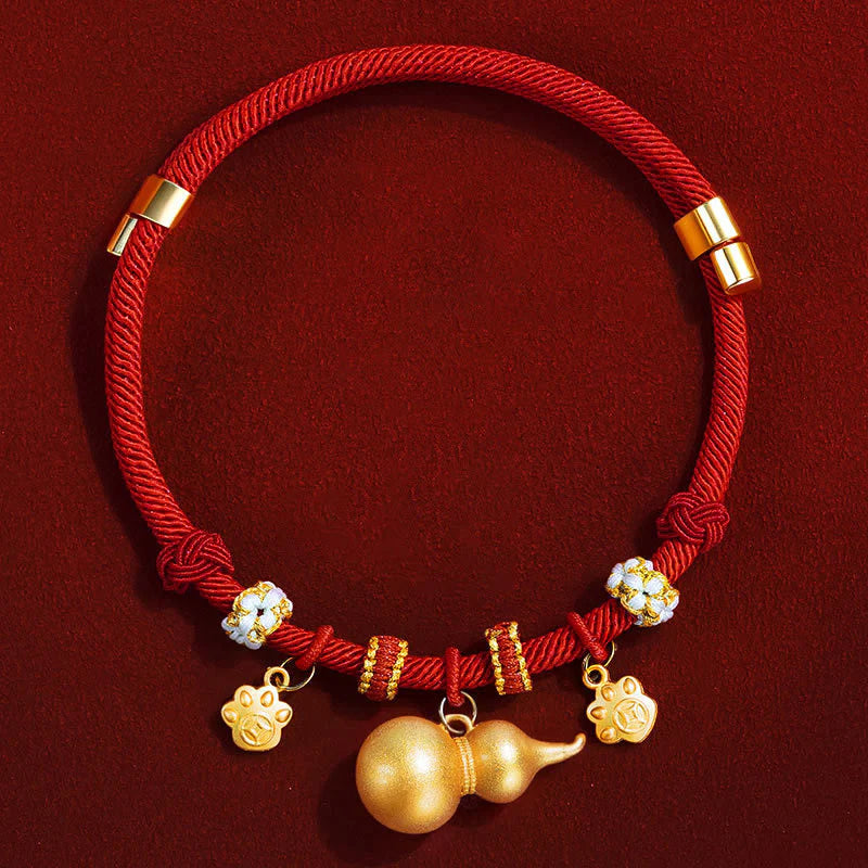 Buddha Stones Red String Bead Compass Gourd Protection Adjustable Cats Dogs Pet Collar