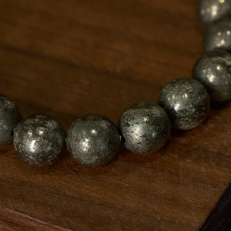 Buddha Stones Pyrite Round Beads Confidence Abundance Bracelet