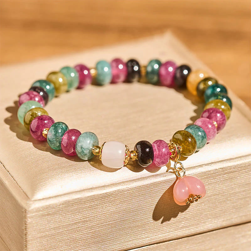 Buddha Stones Tourmaline Yanyuan Agate Peach Blossoms Love Bracelet