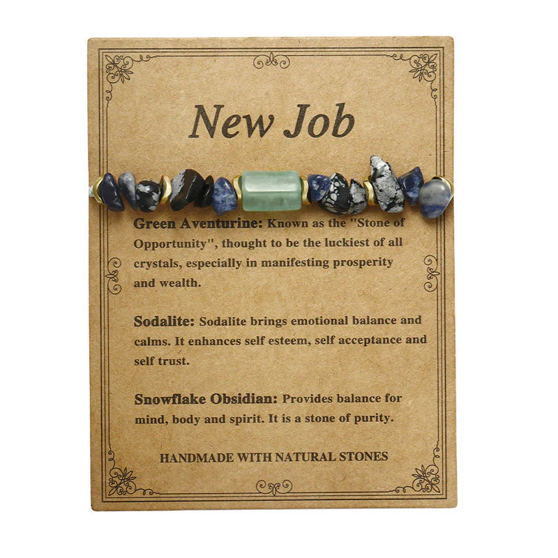 Buddha Stones New Job Green Aventurine Sodalite Snowflake Obsidian Energy Bracelet