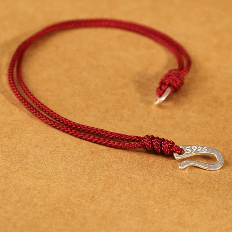 Buddha Stones 925 Sterling Silver Hook Design Red String Strength Colorful Bracelet