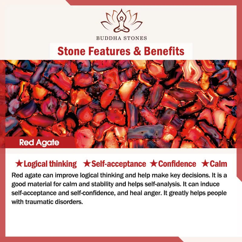 Buddha Stones 925 Sterling Silver Year Of The Horse Four Leaf Clover Red Agate Calm Necklace Pendant