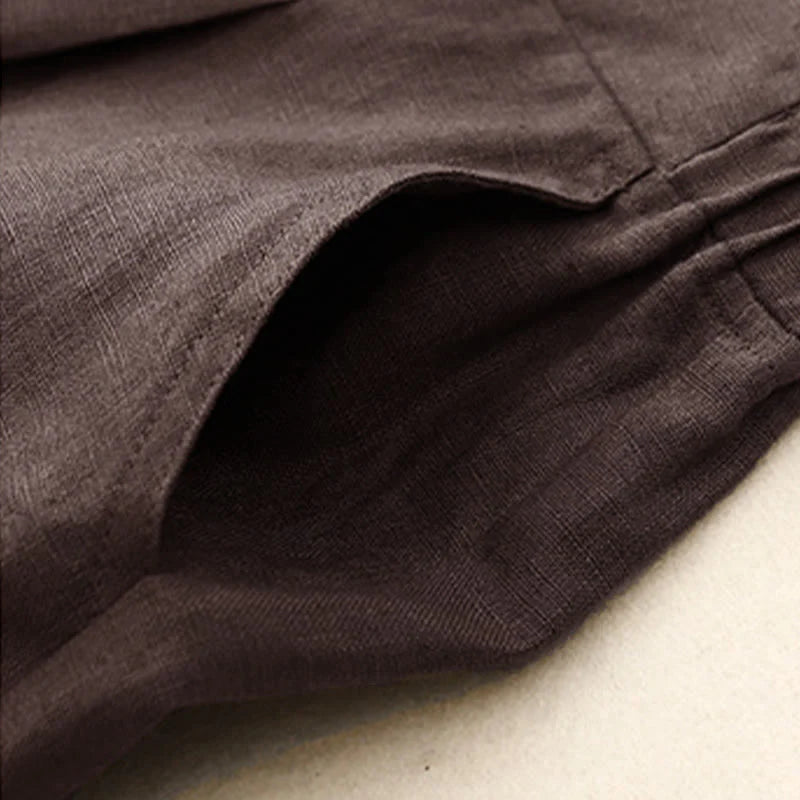 Buddha Stones Women's Spring Plain Simple 7-8 Length Cotton Pants With Pockets
