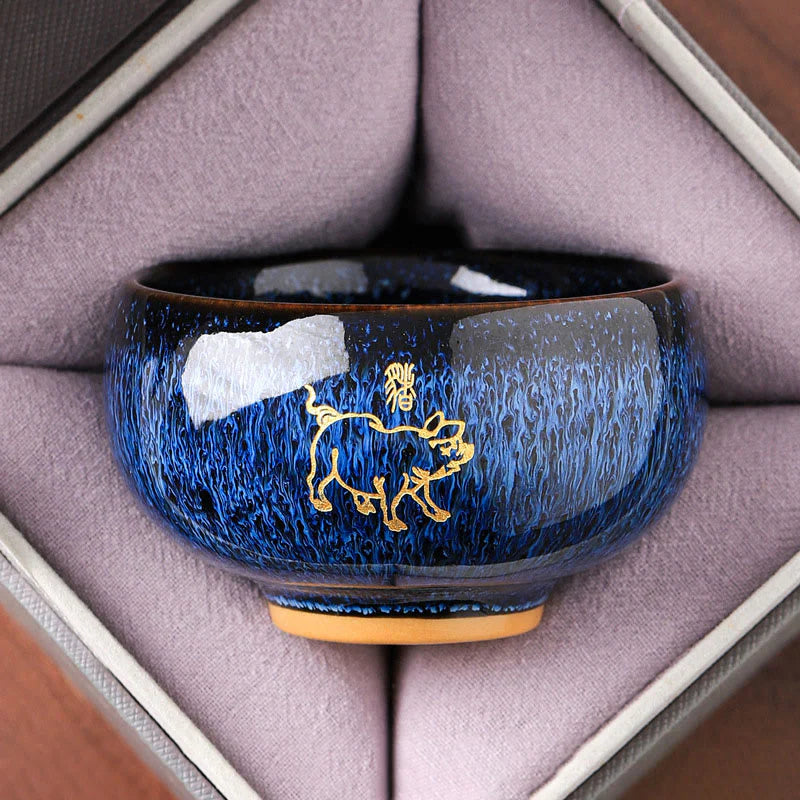 Buddha Stones Chinese Zodiac Year Of The Horse Ceramic Teacup Kung Fu Tea Cup 135ml