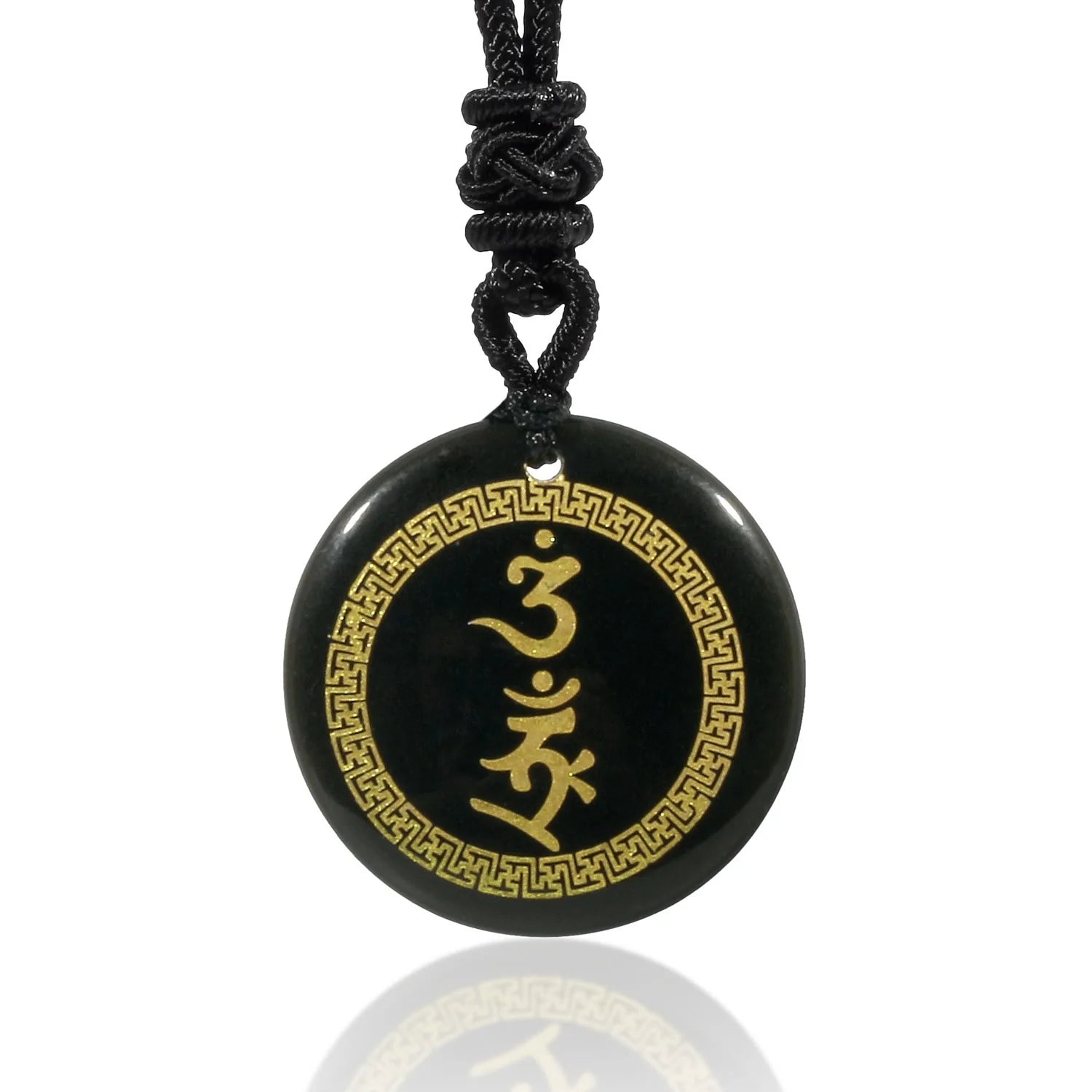 Buddha Stones Surrounding Protection Mantra Natural Various Crystal Black Obsidian Fulfilment Necklace Pendant