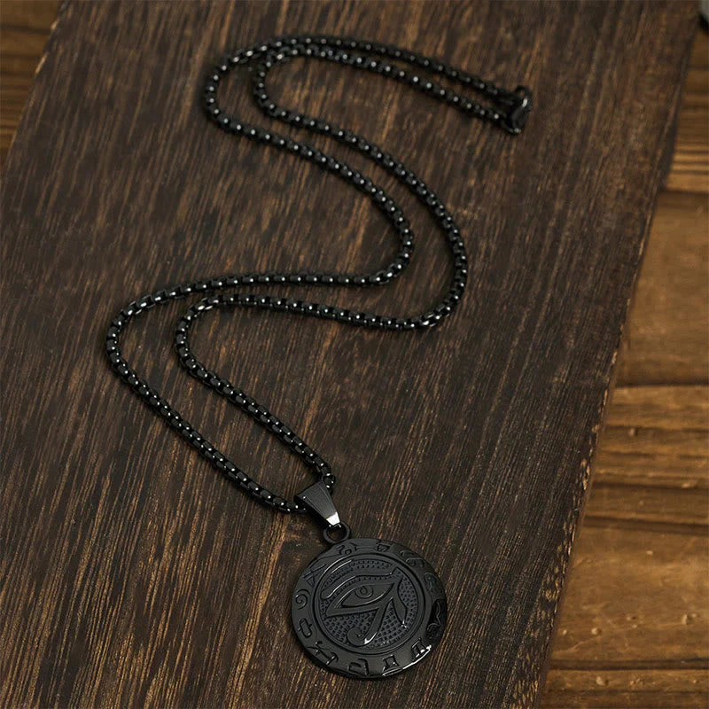 Buddha Stones Titanium Steel Evil Eye Balance Necklace Pendants