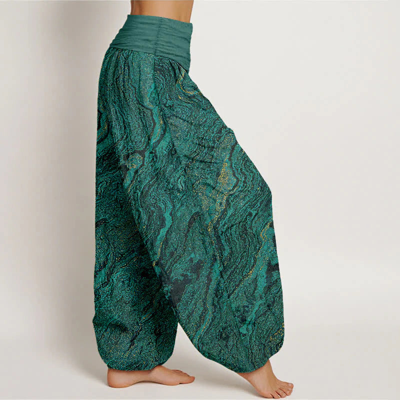 Buddha Stones Ripple High Elastic Waistband Women's Harem Pure Cotton Pants