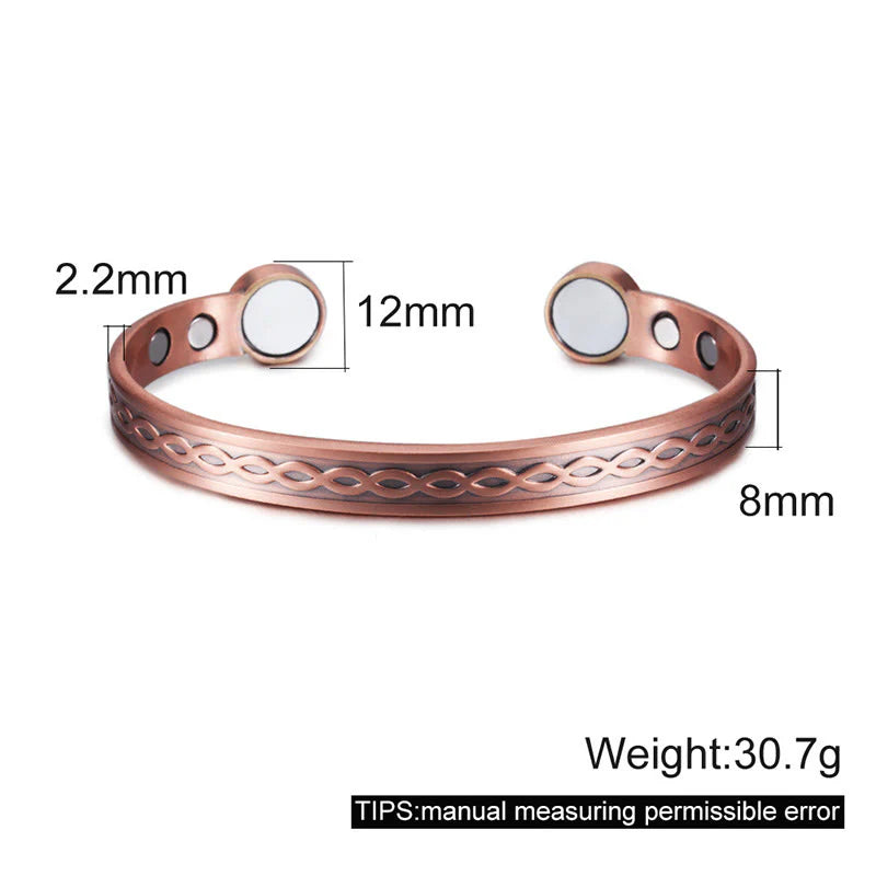 Buddha Stones Interwoven Loop Pattern Copper Balance Luck Open Cuff Bracelet Bangle