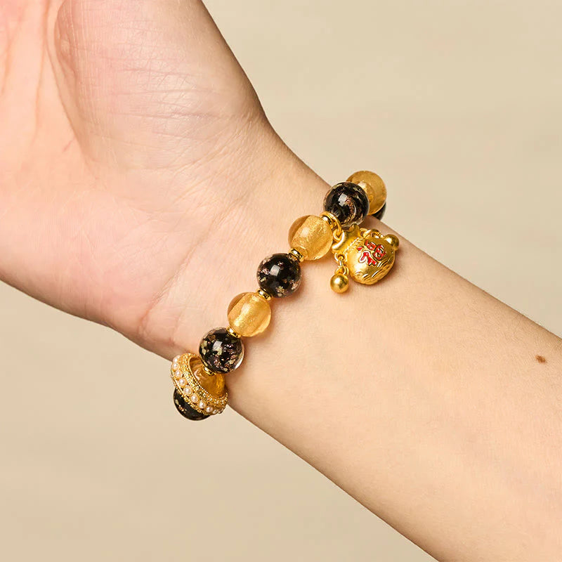 Buddha Stones Fu Character Liuli Glass Blessings Bracelet