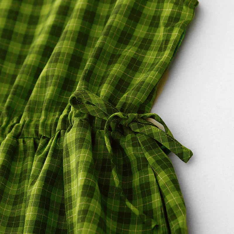 Buddha Stones Sleeveless Plaid Summer Midi Dress With Pockets
