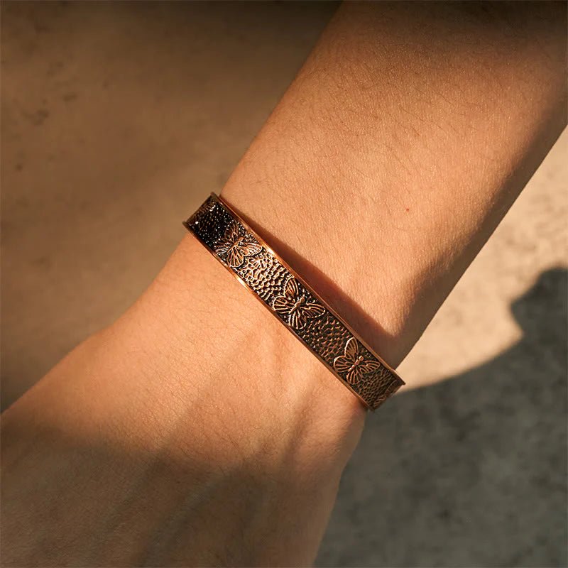 Buddha Stones Copper Open Butterfly Balance Self Care Adjustable Cuff Bracelet Bangle