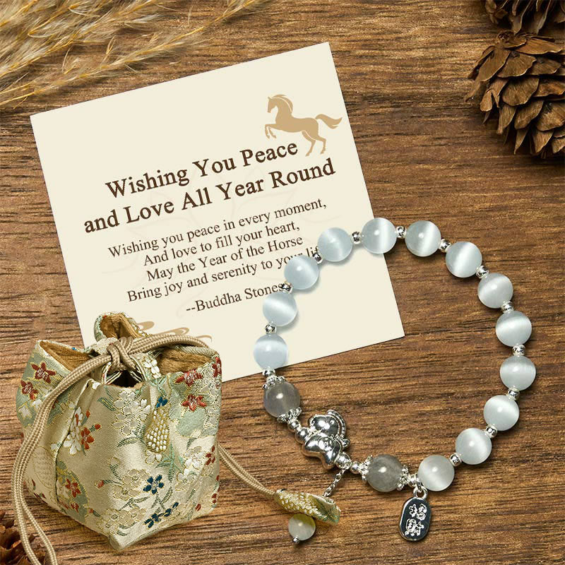 Buddha Stones Wishing You Peace and Love All Year Round Year of the Horse Includes Gift Message Card