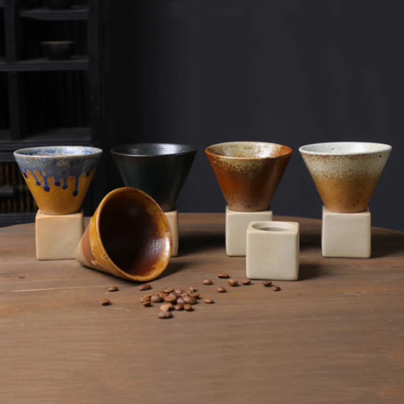 Buddha Stones Vintage Gradient Ceramic Coffee Mug Tea Latte Espresso Coffee Cup With Base 200ml