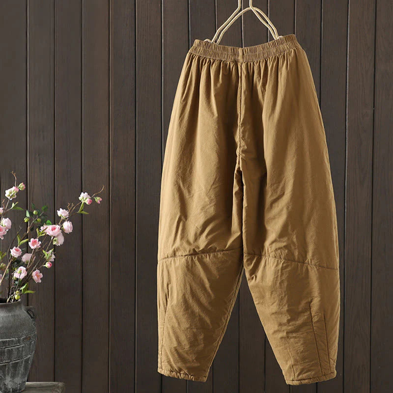 Buddha Stones Plain Warm Women's Harem Pants With Pockets